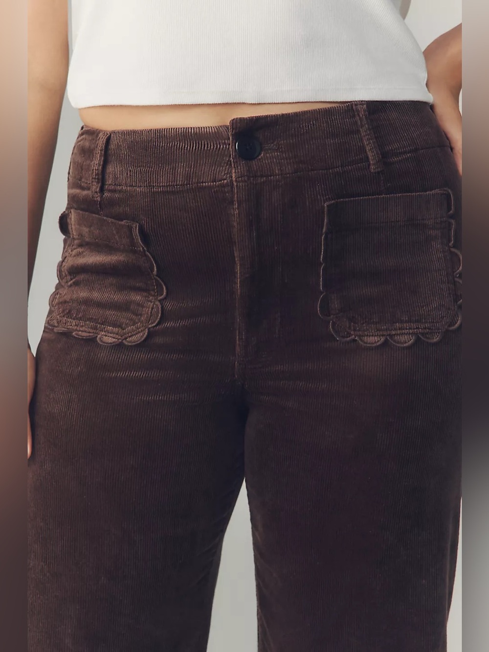 NWT Size 22W-The Colette Crop Wide-Leg Trousers Corduroy Scallop Pocket (US$148) - Picture 5 of 16